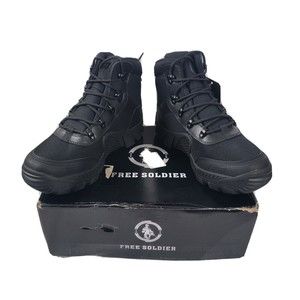 Free Soldier Outdoor Boots Mid Black ACC0034 Leather Nylon Fabric Mens Sz 8.5